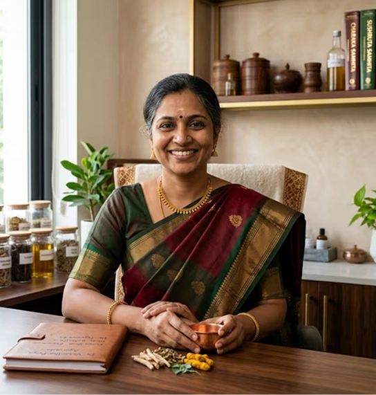 Ayurvedic practitioner preparing herbal remedies