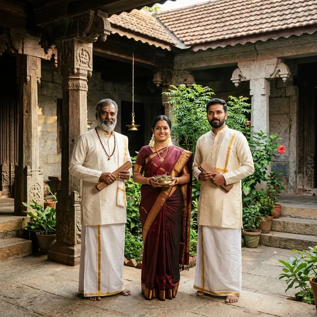 Ayurvedic practitioners preparing herbal remedies